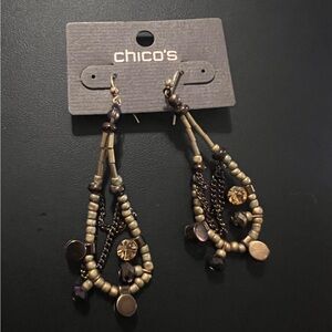 Chico’s💥RARE-NWT~SOLD OUT💥Vintage Brown Beaded Earrings